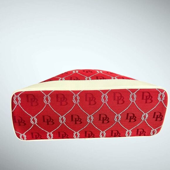 Dooney & Bourke Authenticated Red Canvas / Cream Leather - Excellent Condition - Picture 4 of 10